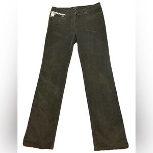 Burberry London Green Corduroy Pants Nova Check Trim Women’s US 6 Italy LN